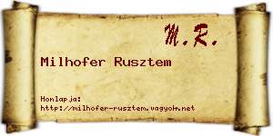 Milhofer Rusztem névjegykártya